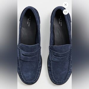 rag & bone Navy Suede Penny Loafers